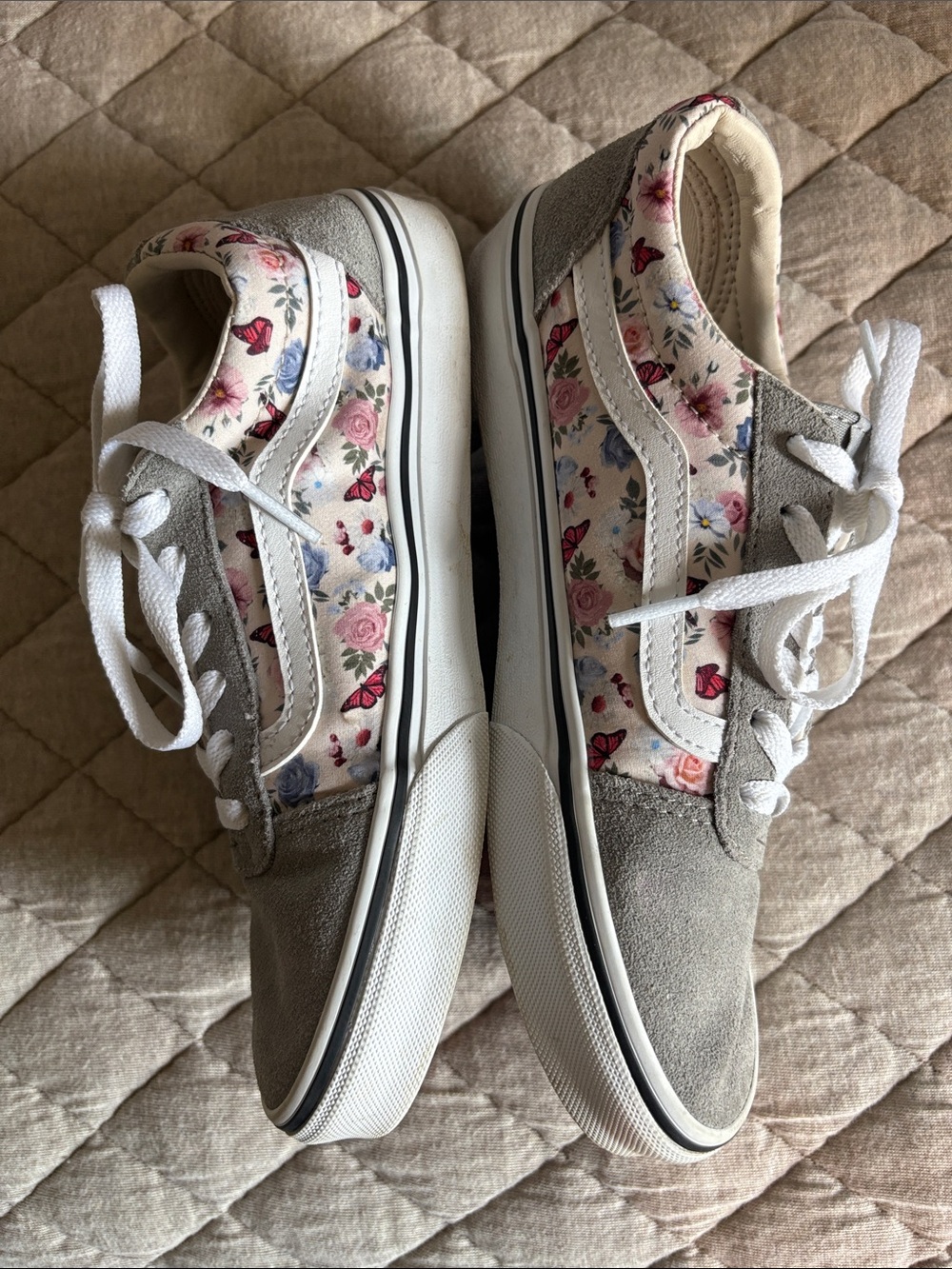 US Missy Vans Floral Grey Lace-Up Sneakers